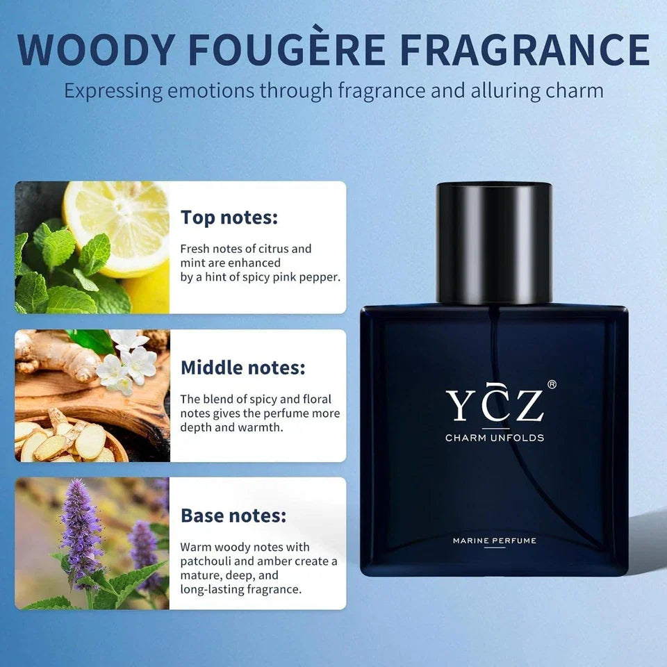 Ycz Charm Unfolds Marine Perfume for Men Long Lasting Fragrance Gift 1.7oz(50ml)