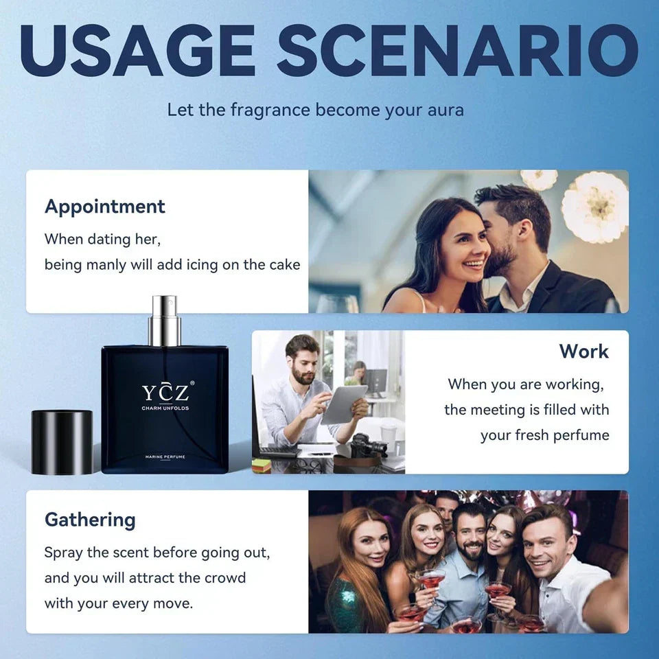 Ycz Charm Unfolds Marine Perfume for Men Long Lasting Fragrance Gift 1.7oz(50ml)
